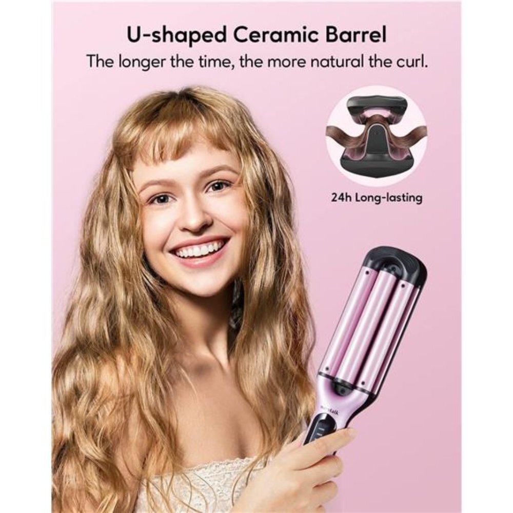 Beach Waves Curling Iron 3 Barrel Deep Hair Waver Hair Crimper Curling Wand